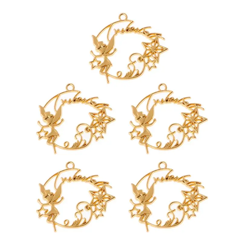 

5Pcs Fairy Tale Princess UV Resin Blank Frame Pendant Open Bezel Jewelry Making