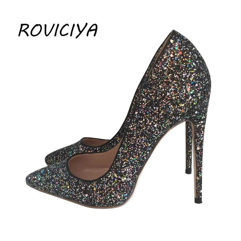 black high heels with sparkles