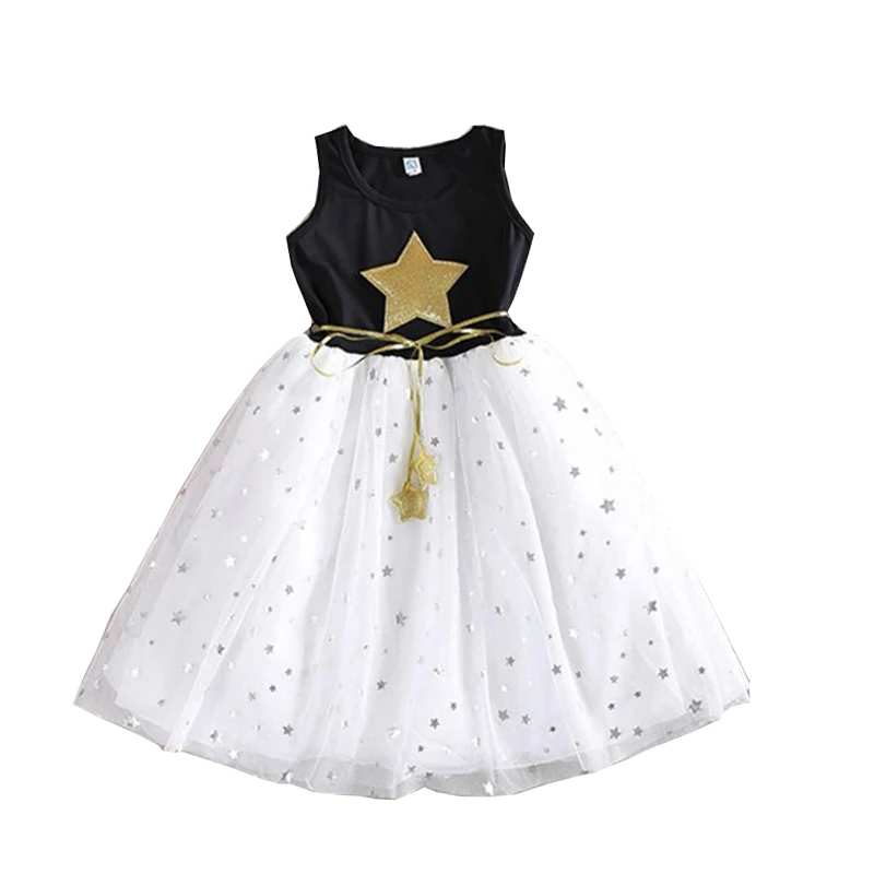 

New 2018 Kids Girls Children's Summer Tutu Ball Gown Princess Dresses For Girls Sequins Stars Casual Dress 3 4 6 8 10 11 Years 2