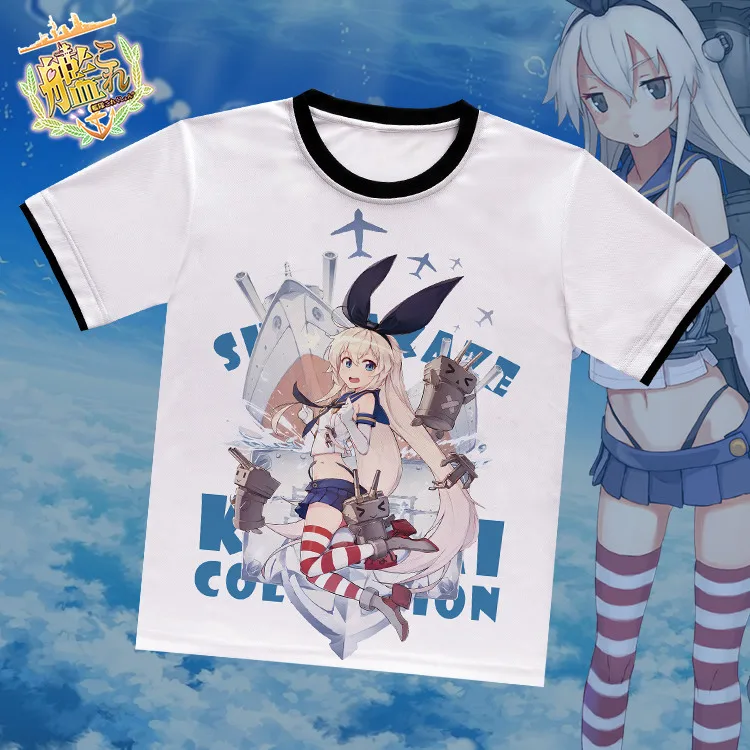 Коллекция аниме-игр Kantai, футболка Kongo Shimakaze Amatsukaze Yukikaze, белая футболка из полиэстера, летняя футболка Kancolle для активного отдыха