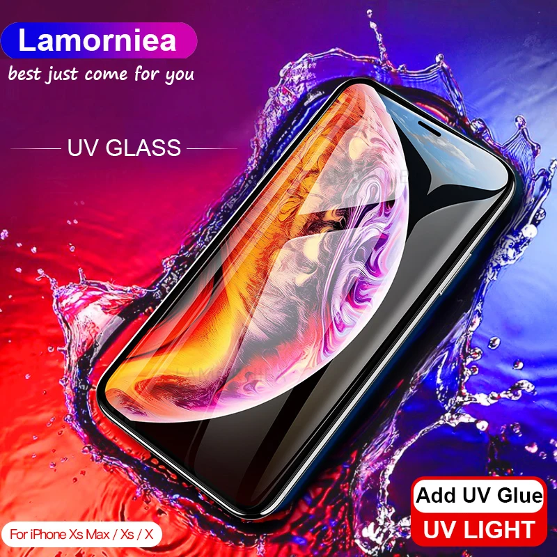 Закаленное стекло с УФ-клеем для iPhone X 7 8 6 Plus защита экрана 10D полное покрытие