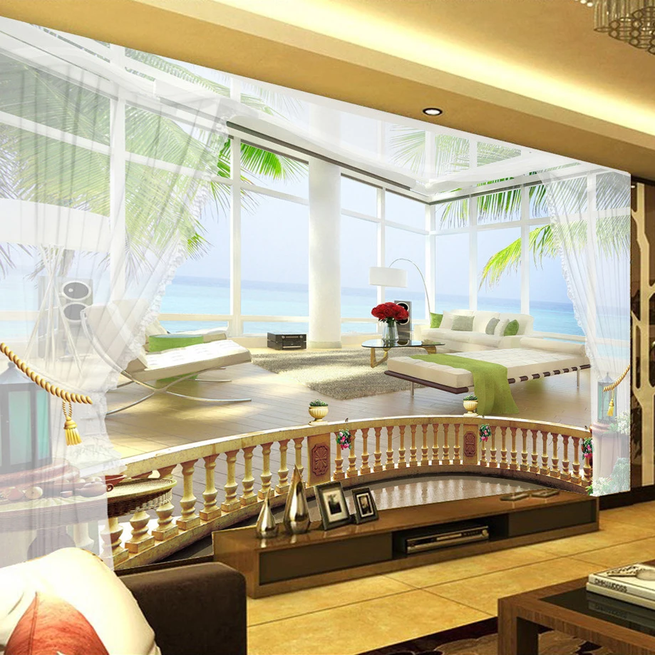 Пользовательские фото обои 3D морской балкон большой росписи стерео космический пейзаж Гостиная диван 3D настенные фрески обои современный