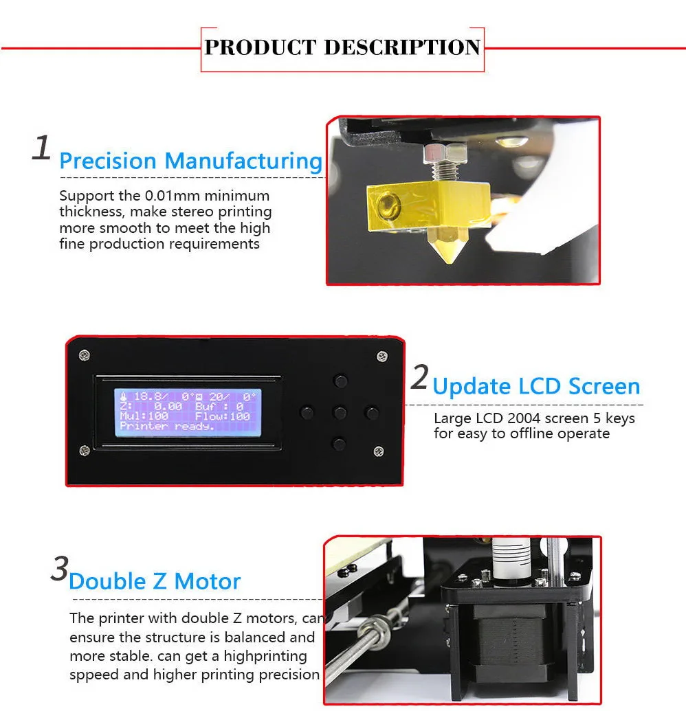 3D Drucker A8 комплект Prusa I3 нормальный 3d принтер 0,4 мм сопло i3 алюминиевый сплав Hotbed Pritner DIY комплект нити США