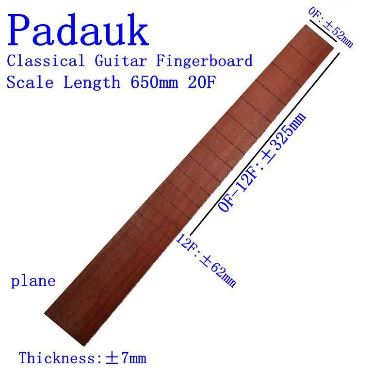 Африканский Padauk деревянный Гриф для классической гитары стандарт 650 мм аккорд длина полуобработанный гриф Pterocarpus Soyauxii