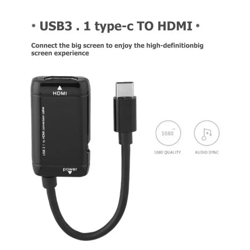 USB 3,1 type C USB-C к HDMI адаптер 1080 P Мужской к женский кабель
