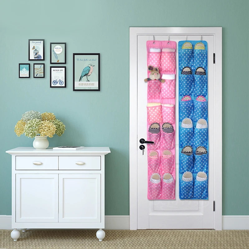 2017High Quality 12 Pockets Over Door Cloth Closet Space Storage Shoe Hanger Organizer Hanging (9)