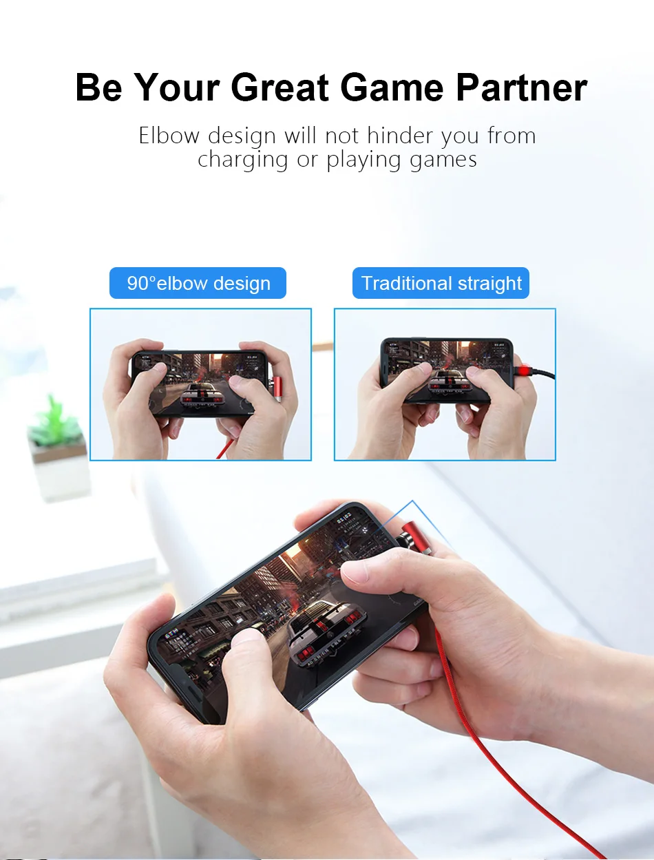 !ACCEZZ Elbow Magnetic USB Charging Cable Lighting For iPhone XS MAX XR Micro USB Type C For Xiaomi Samsung S9 S8 Magnet Cables (5)