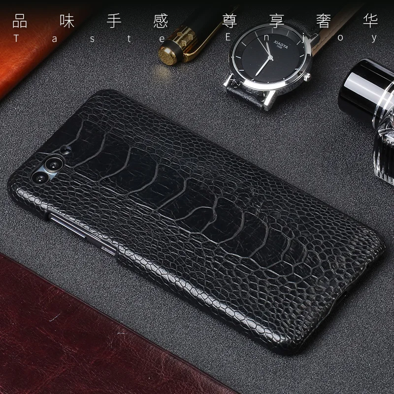 

Genuine Leather phone case For Huawei Nova 2s case Natural ostrich foot skin For Mate 9 10 pro Honor 7X 9 V9 V10 P8 P9 P10 Lite