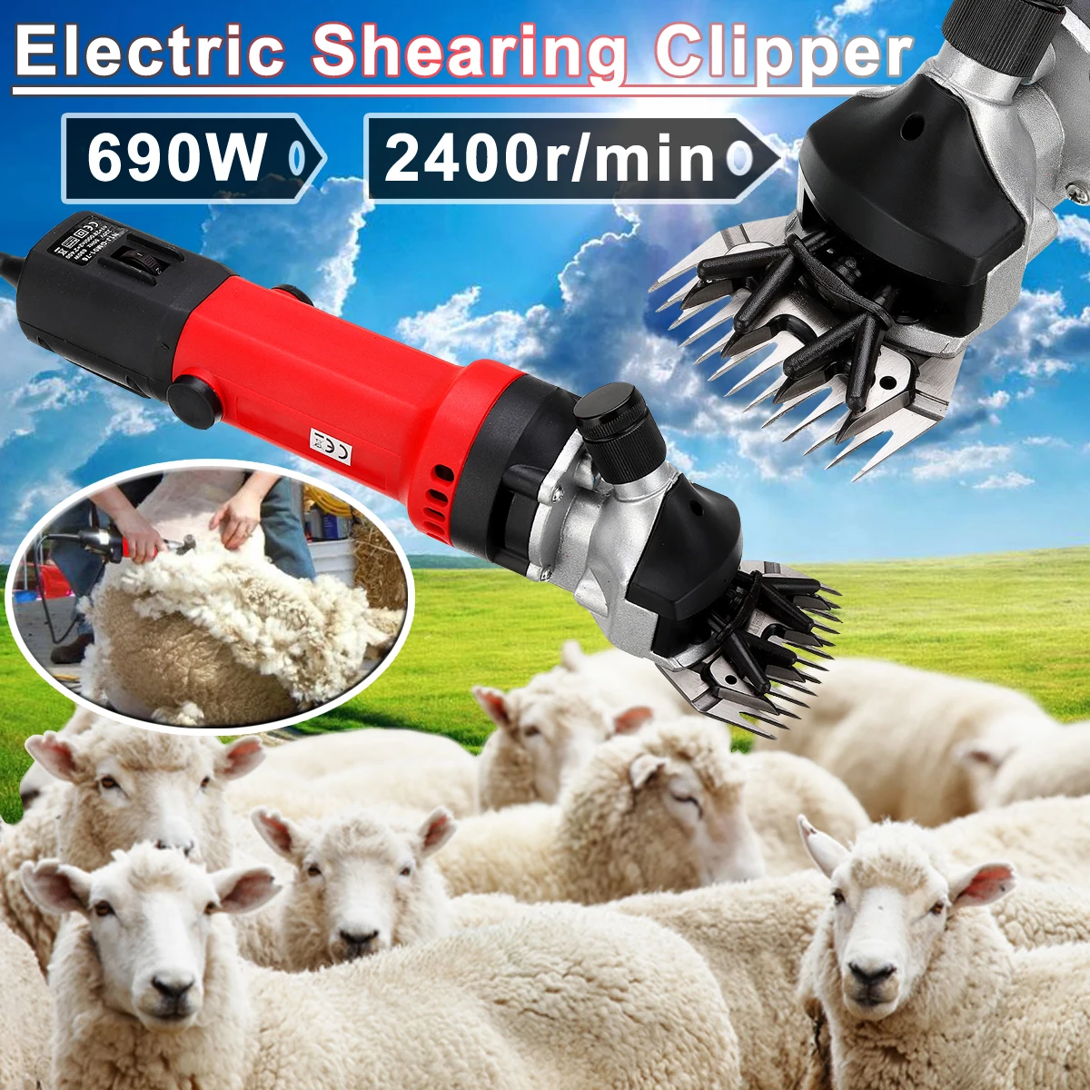 690W 220V Electric Shears Shearing Clipper Animal Sheep Goat Pet Farm Machine