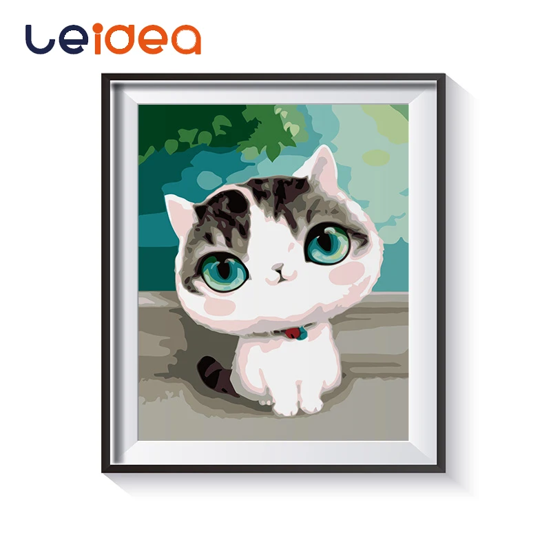 

DIY Paint By Number Cartoon Cute Cat Animal Acrylic Paint On Canvas Drawing Paint By Numbers Unique Gift On Wall 40X50CM