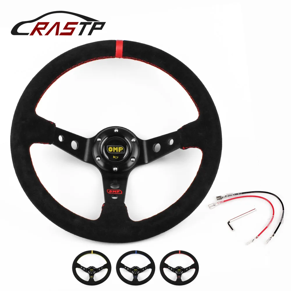 

RASTP - Universal Car Auto Racing Steering Wheels 14inch 350mm OMP Deep Corn Drifting Suede Leather Steering Wheel RS-STW011