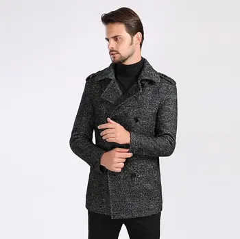 

2018 winter thick wool coat men simple fashion casual business suit collar wool coat men's clothing