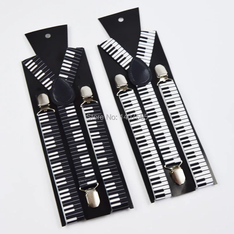 

two kinds Piano Key Board Pattern Suspender Clip-on Elastic Braces Men Suspender Women Y- back Suspenders 2.5*100cm
