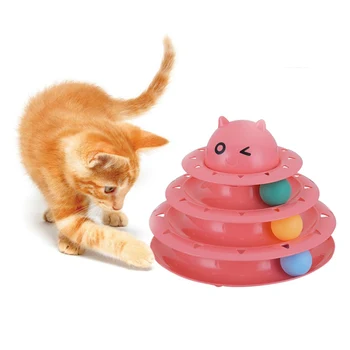 

Plastic Three Levels Tower Tracks Disc Cat Toy Amusement Shelf Play Station Pet Cats Triple Play Disc Ball Toys Jouet Chat Toys