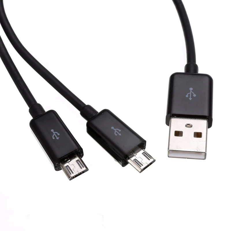 

USB 2.0 to Dual 2 Micro USB 2.0 Male Y Splitter Data Charger Cable Cord 0.2M/0.65FT/1M/3FT Black White Micro USB 2.0 Male Cable