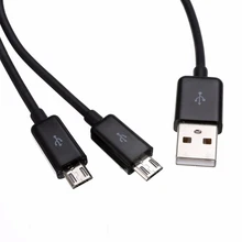 USB 2.0 to Dual 2 Micro USB 2.0 Male Y Splitter Data Charger Cable Cord 0.2M/0.65FT/1M/3FT Black White Micro USB 2.0 Male Cable