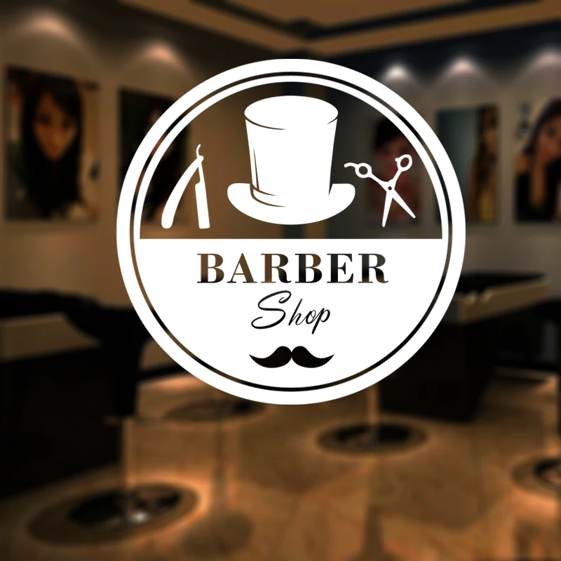Man Barber Shop Name Sticker Chop Bread Decal Haircut Shavers Posters Vinyl Wall Art Decals Decor Windows Decoration Mural