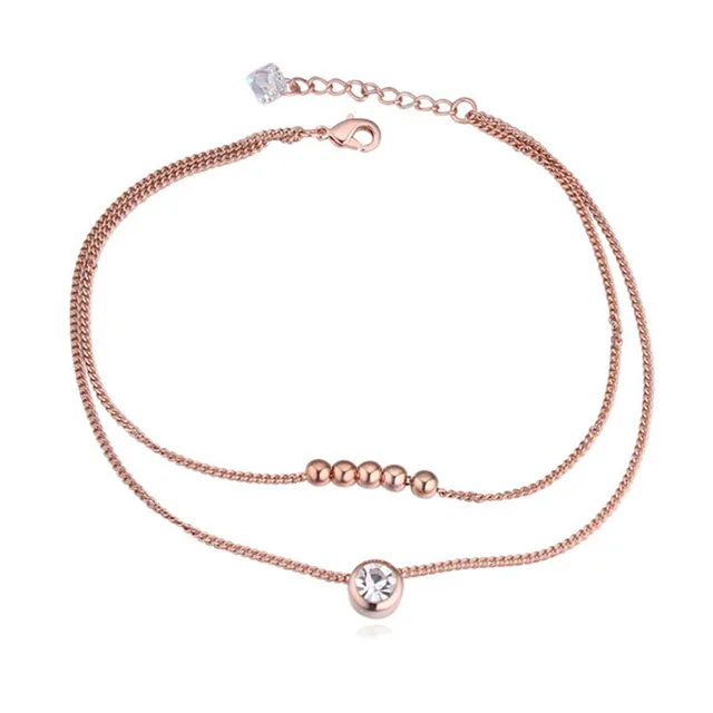 Y Double Chain Link Beach Anklets For Women Cz Czech Crystals Y Double Chain Link Beach Anklets For Women Cz Czech Crystals Pendant Foot Ankle Jewelry With
