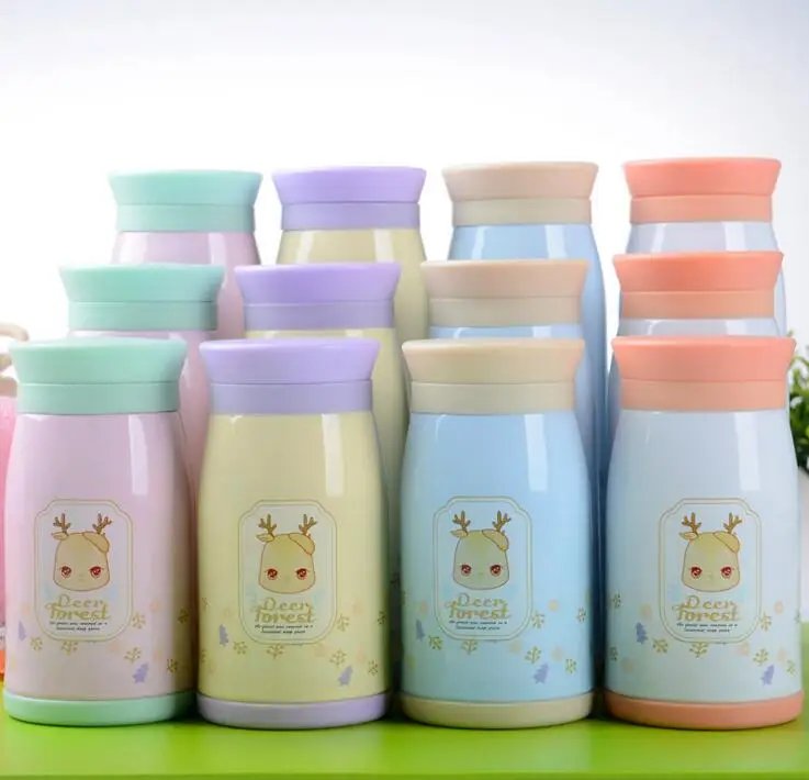 

250/350/500ML Cartoon Animal Pattern Thermos Coffee Mug Stainless Steel Thermo Cup Vacuum Flasks garrafa termica For Women Child