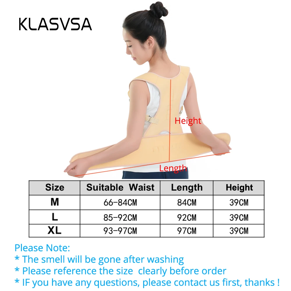 KLASVSA Регулируемый ортопедический пояс на магните для спины для мужчин и женщин, плечевой корсет для спины, Корректор осанки, подтяжки, поддерживающие повязку