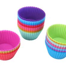 30 шт./лот 7 см для маффинов кексов силиконовые чашки, закругленный носок для маффинов кексов DIY для выпечки фонданта стаканчики для кексов, булочек формы Цвет при доставке выбираются произвольно