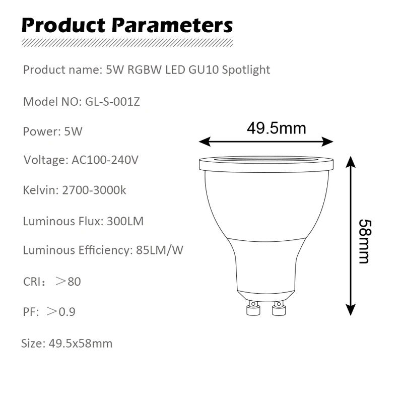 Васеда лампа Светодиодный прожектор RGB + CCT светодиодный диммер GU10 5 Вт ZLL smart APP