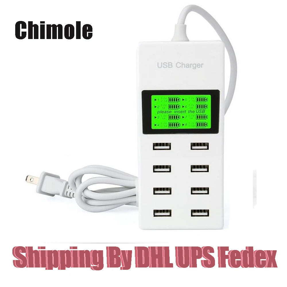 

USB Charger Portable 8 Multi-Port USB Quick Charger Socket,LCD Display with 5 Feet Cord Electronics Organizer for All Smartphone