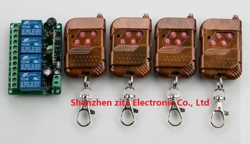 

Hot sale DC12V 4CH RF Wireless Remote Control Switch System 4 transmitter & receiver relay Receiver Smart Home Switch