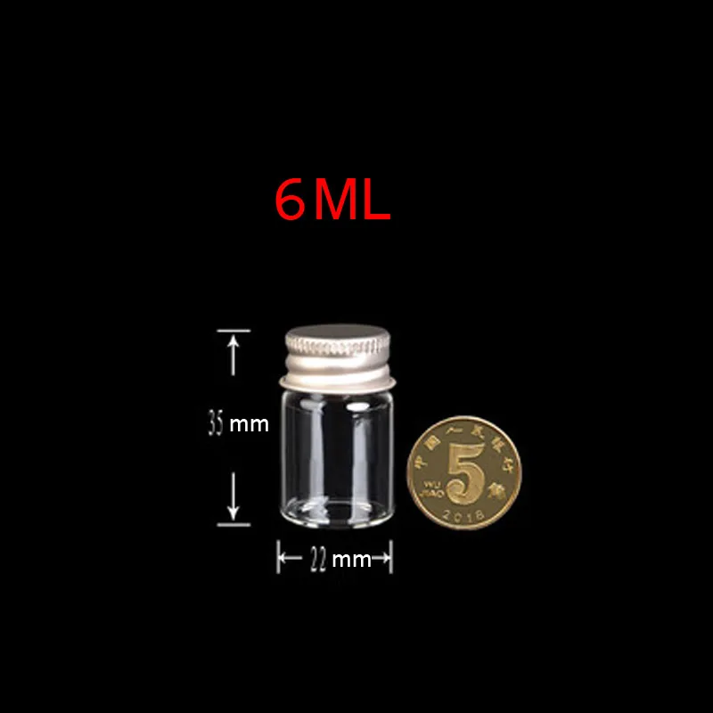 Маленькая прозрачная стеклянная бутылка алюминиевая крышка стеклянная бутылка герметизации стеклянных бутылки, желающие бутылки косметики упаковки - Цвет: 6ml