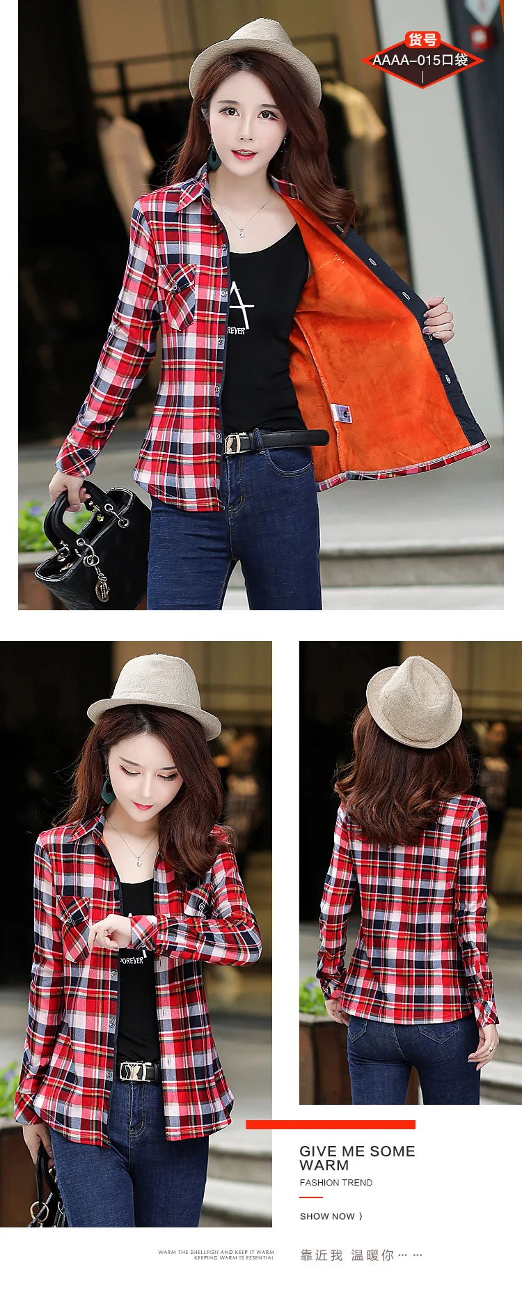 4XL Velvet Warm Women's Plaid Shirt Female Long Sleeve Tops Plus Size Winter Pockets Check Blouse Blusas Femininas Chemise Femme long sleeve tops