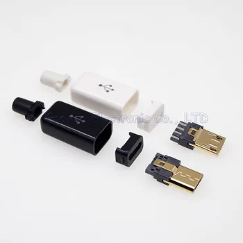 

100set DIY 4 in 1 Gold-plated micro USB Male Plug 4P micro usb jack connector