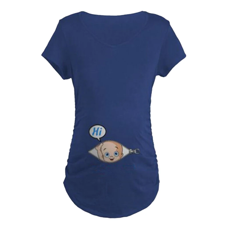 Loozykit/Летняя Футболка для беременных; женская футболка с рисунком; детская футболка с принтом; Одежда для беременных; забавная футболка размера плюс S-2XL - Цвет: Blue