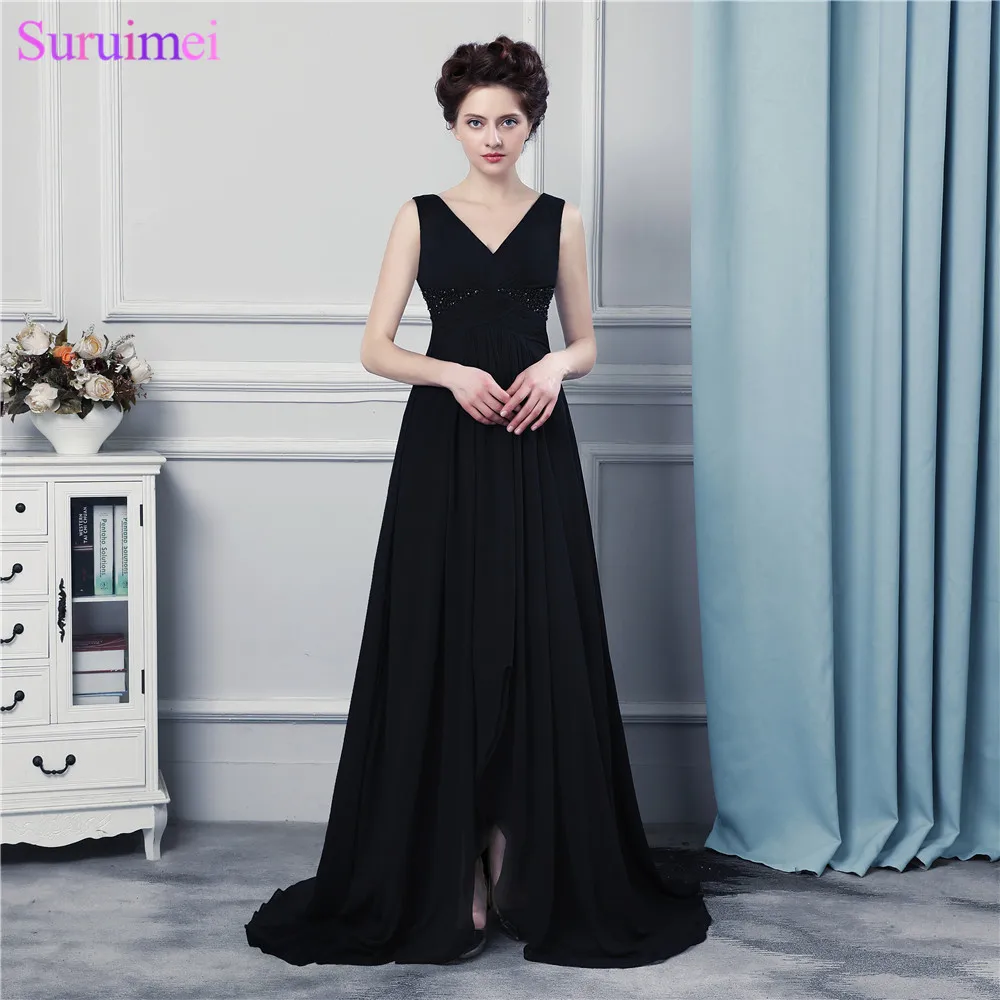 black chiffon gown long