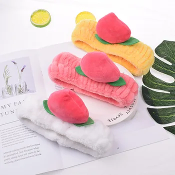 

Sweet Cute Peach Wash Headband Girls Elastic Soft Hairband Shower Mask Makeup Headwrap Female Turban Headwear Hair Accessories