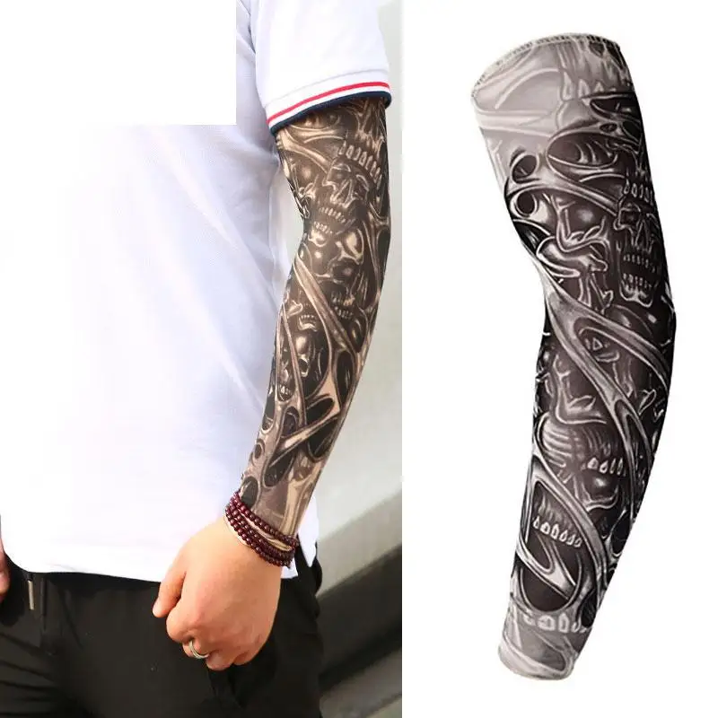

1 pc 2019 Men Tattoo Arm Unisex UV Running Cycling Sports Elasticity Compression Arm Warmer Warmers Basketball Arm Sleeves Drop