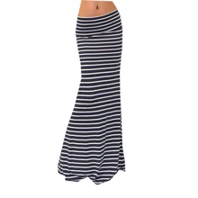 Womail, женская повседневная юбка, летняя, высокая талия, эластичная, на бедрах, для девушек, Джерси, модная, полиэстер, в полоску, юбка с принтом, Прямая поставка A26