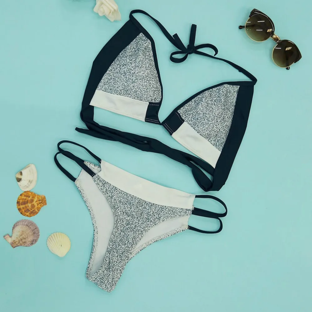

Stitching Color Printed Women Bikini Set Summer Beach Sexy Bathing Suits Beachwear Swimsuits Swimwear Set Well Sell
