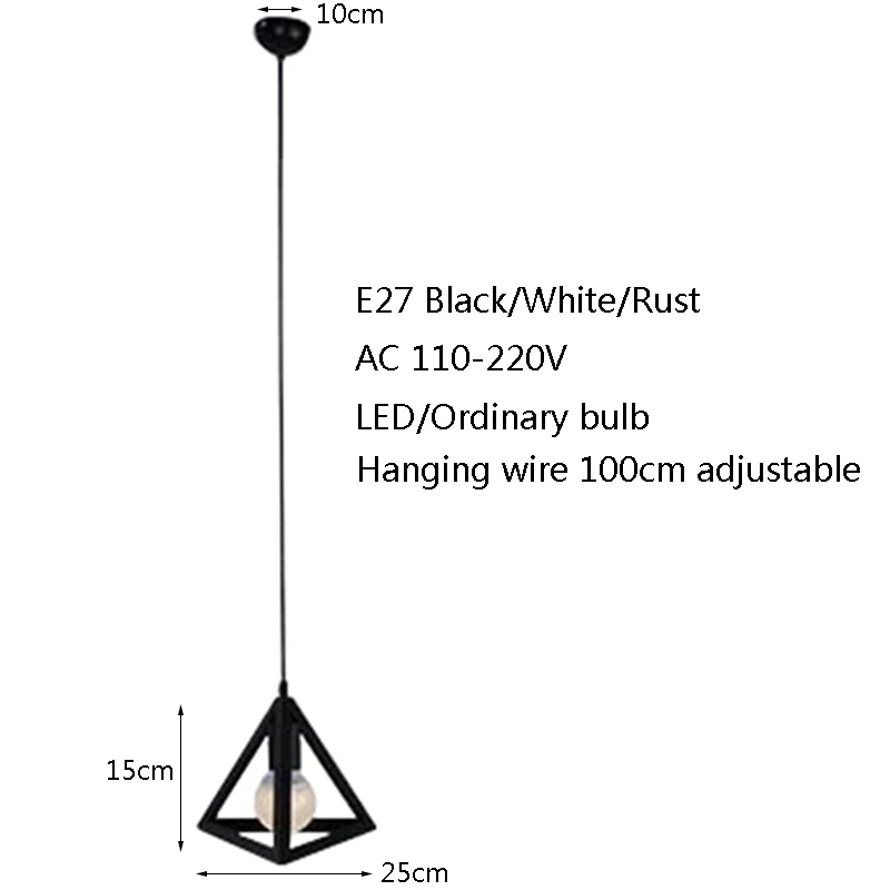 Nordic industrial Гладкий Простой светодио дный E27 кованые треугольник подвесной светильник для столовой гостиной, спальни исследование Ресторан отеля