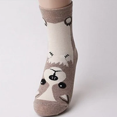 Женские милые носки с Мопсом, милые Мультяшные носки в Корейском стиле, модные хлопковые носки без пятки с принтом для женщин, Chaussette Femme, 3D забавные носки - Цвет: 1Pair Style 2