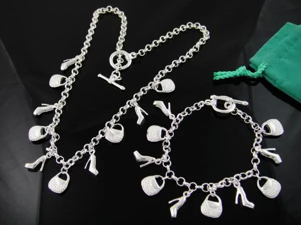 

Wholesale fashion jewelry Set, 925 Silver Necklace and Bracelet . Nice Jewelry. Good Quality S49