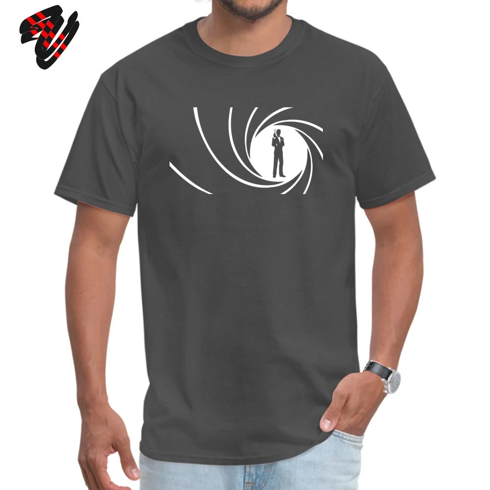 Мужская футболка в стиле хип-хоп Простые повседневные Топы И Футболки с логотипом James Bond 007 футболка с короткими рукавами из хлопка высокого качества - Цвет: Dark Gray