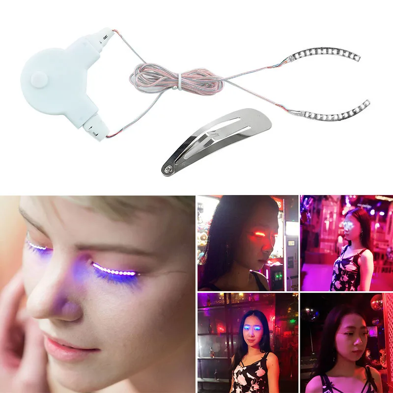 1 Pair LED Flashing Eyelid False Eyelashes Eye Beauty Cosmetic Makeup