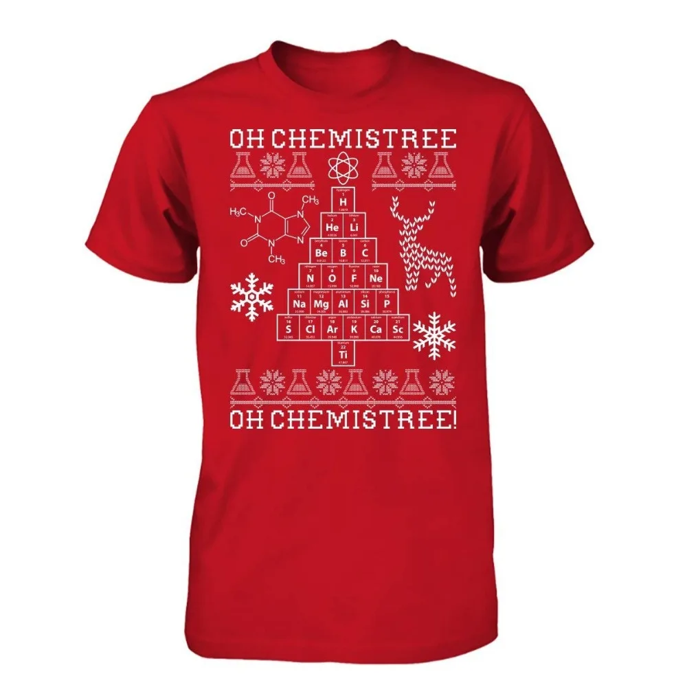 

2019 New Short Sleeve Oh Chemistree, Oh Chemistree! Ugly Christmas Chemistry T-Shirt Funny T Shirts Hoodies