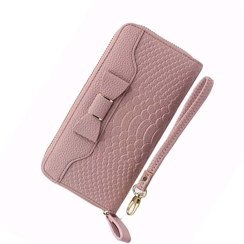 حار بيع النساء سيدة طويل محافظ محفظة الإناث حلوى لون القوس بو الجلود التمساح Feminina لعملة بطاقة مخلب القوس حقيبة 205 حار بيع النساء سيدة طويل محافظ محفظة الإناث حلوى لون القوس بو الجلود التمساح Feminina لعملة بطاقة مخلب القوس حقيبة 205