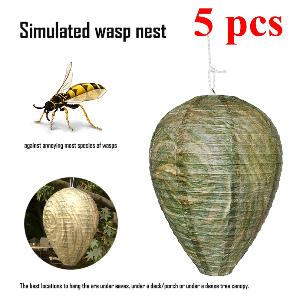 

Dropshipping 5pcs Hanging Wasp Bee Trap Fly Insect Simulated Wasp Nest Effective Pest Control Natural Non-Toxic for Wasps Hornet