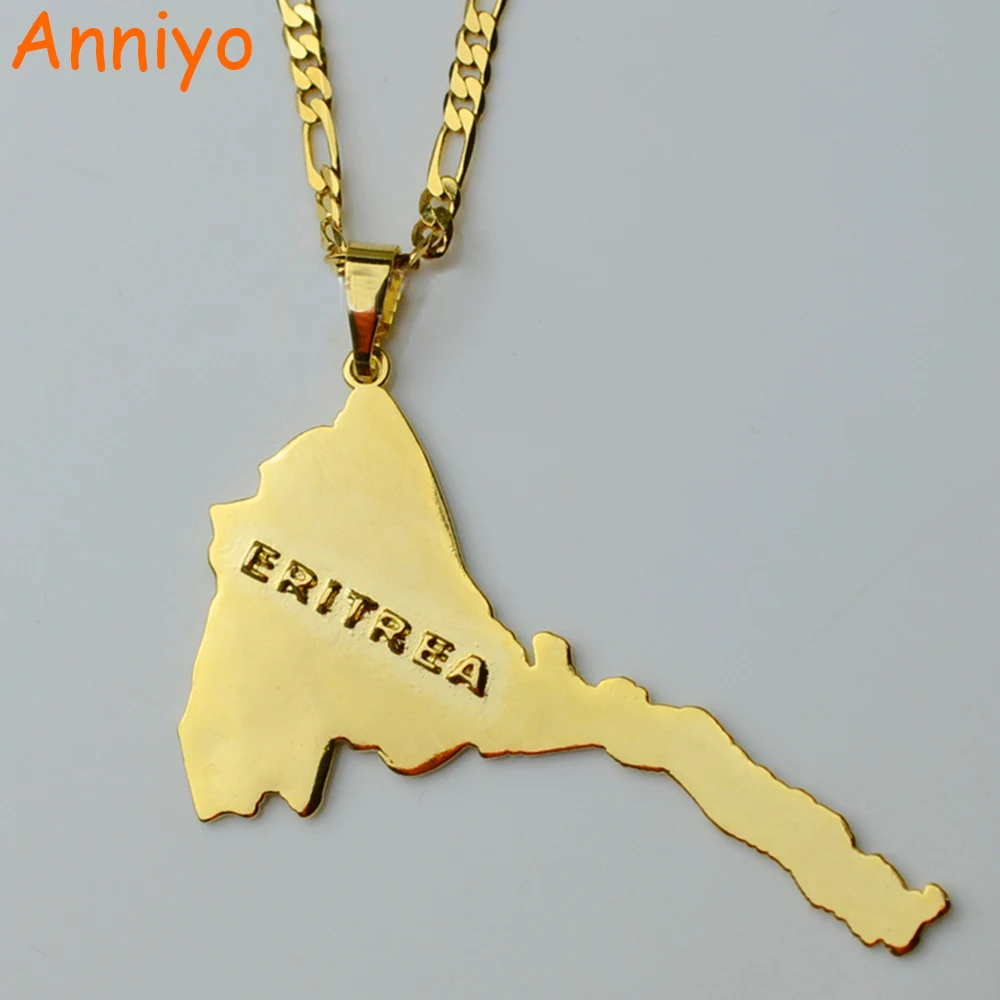 Anniyo Eritrea Map Pendants Necklaces Chain Women Men Map of Eritrea Gold Color Jewelry Africa Necklace