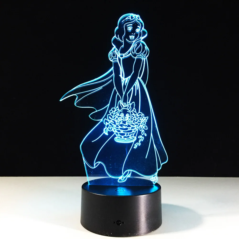 Snow White 3D table lights 7 color touch led lights creative products