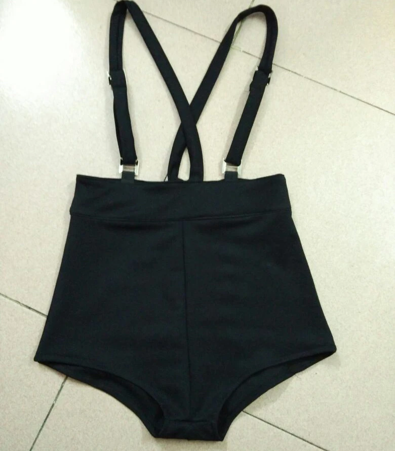 high waist suspender shorts