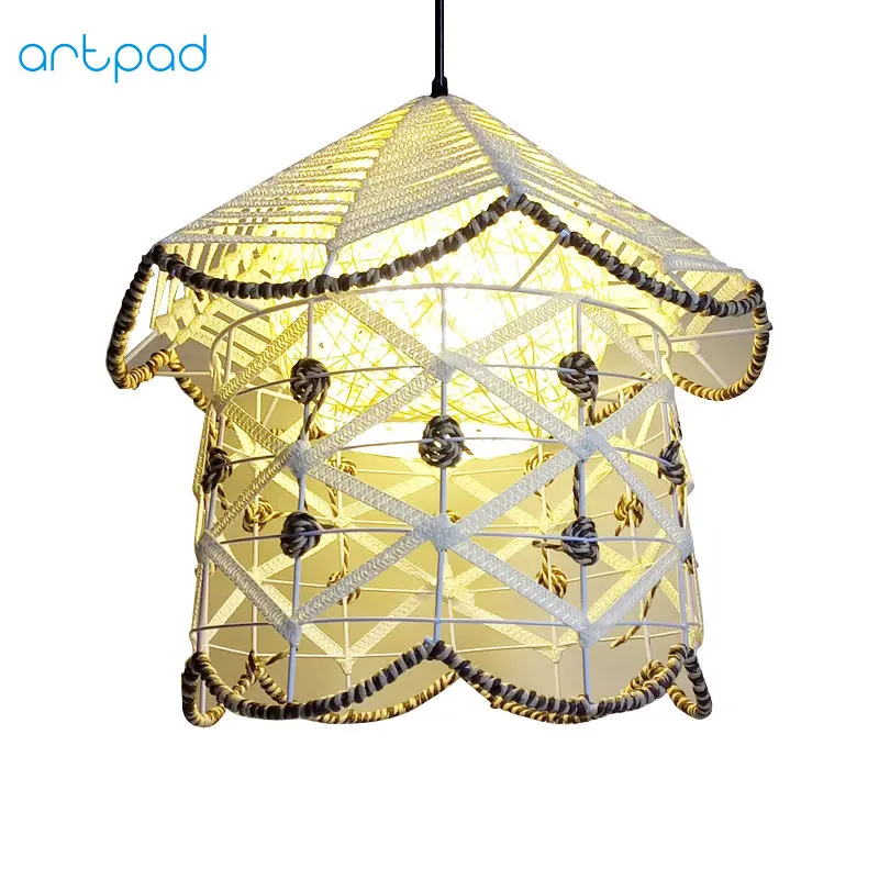 

Artpad Modern DIY Handknitted Wrought Wicker Rattan Pendant Light For Dining Room Hotel Restaurant Furniture Fixtures White E27