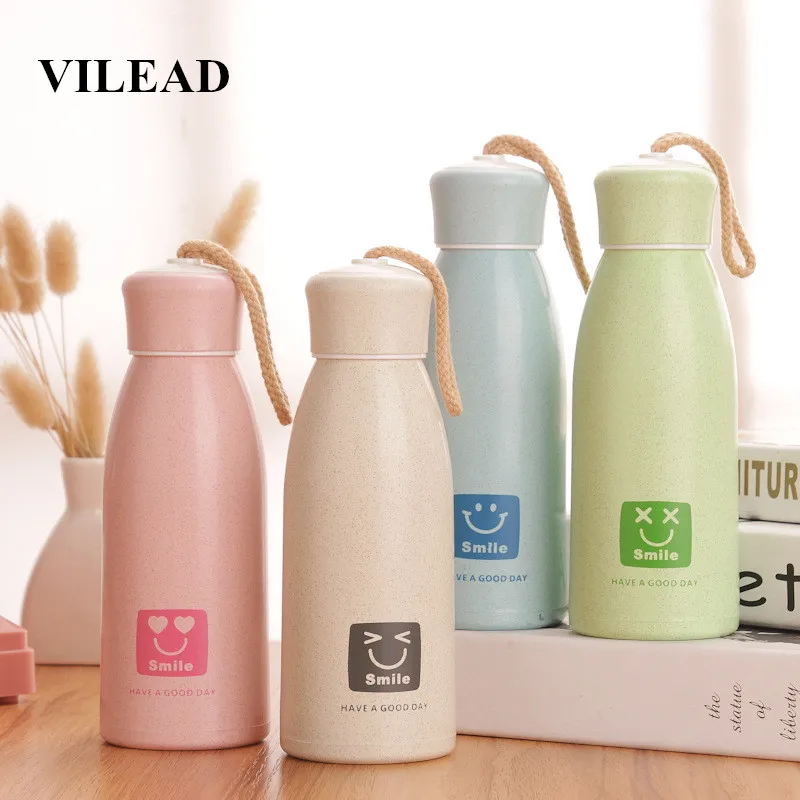 VILEAD Wheat Fragrant Water Bottle Plastic Shell Portable Glass Bottle